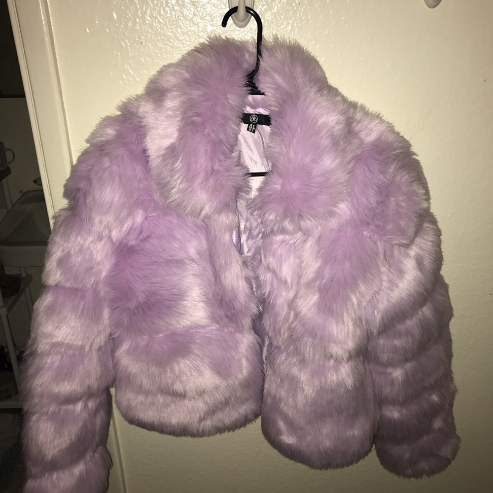 Lavender faux fur jacket